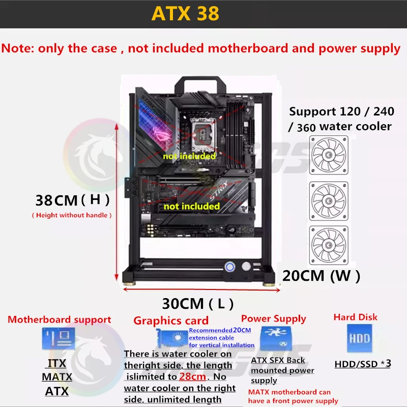 コンピュータケースオープンフレーム DIY ゲーマーキャビネ - Atx Case のレビューと価格